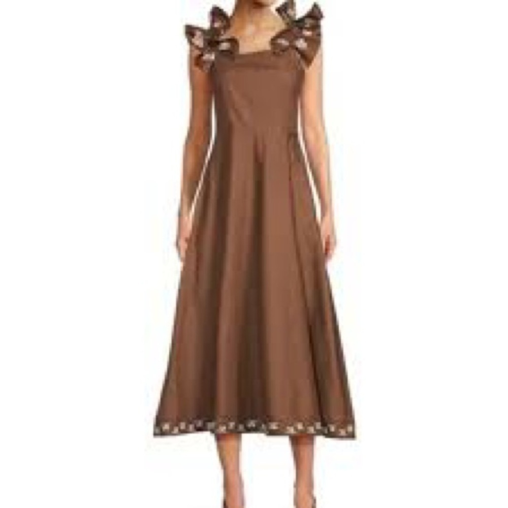 FANM MON Alanya DressElegant Brown Ruffle Dress - Picture 2 of 10
